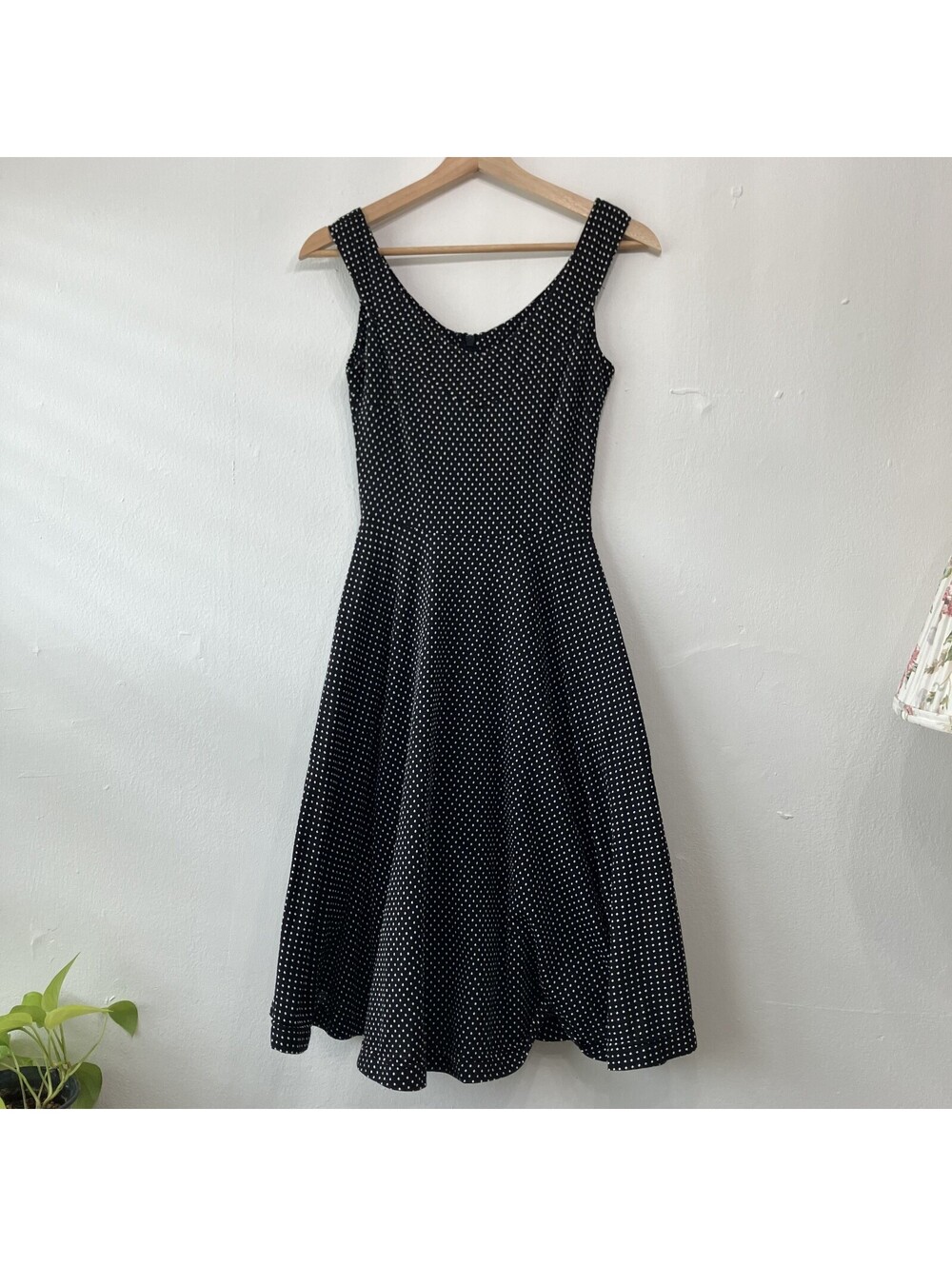 Retro Twee Fit and Flare Polka Dot Dress Romantic Feminine Ballet Indie XSmall